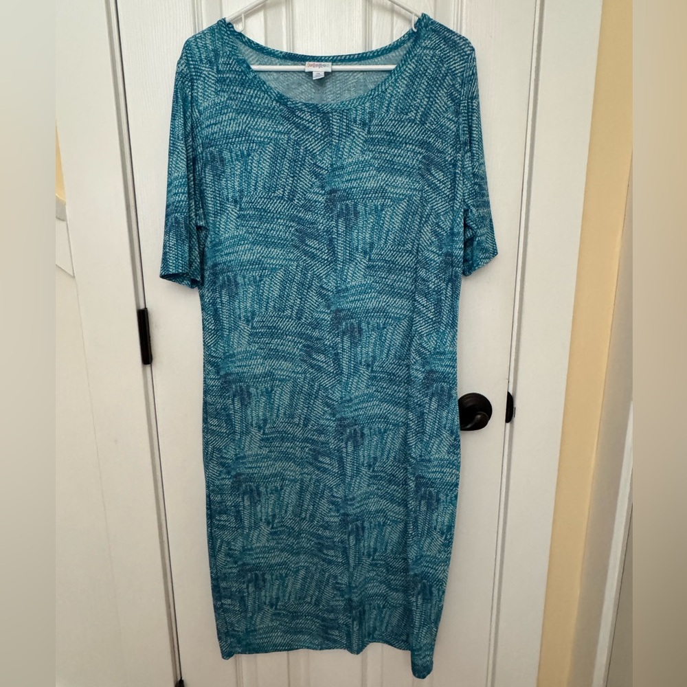 LuLaRoe Blue Teal Abstract Knit Top